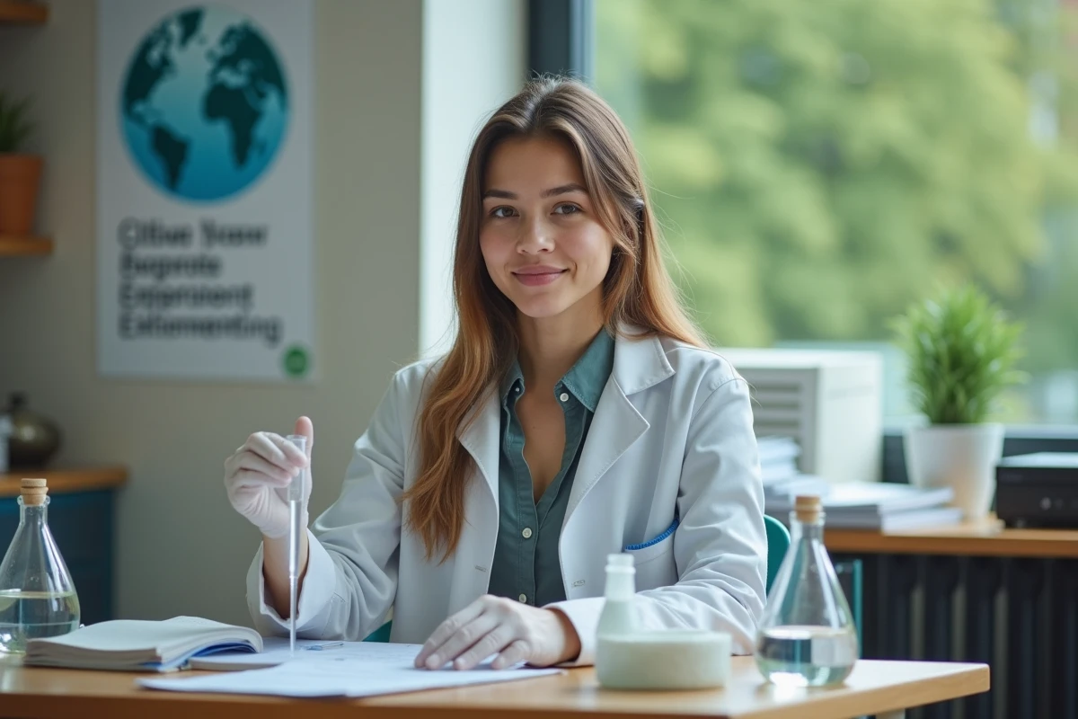 Jeune femme analysant des échantillons d