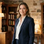 Femme élégante dans un appartement parisien, évoquant le portrait de Jeanne Niobé Beausire, compagne de Doc Gynéco
