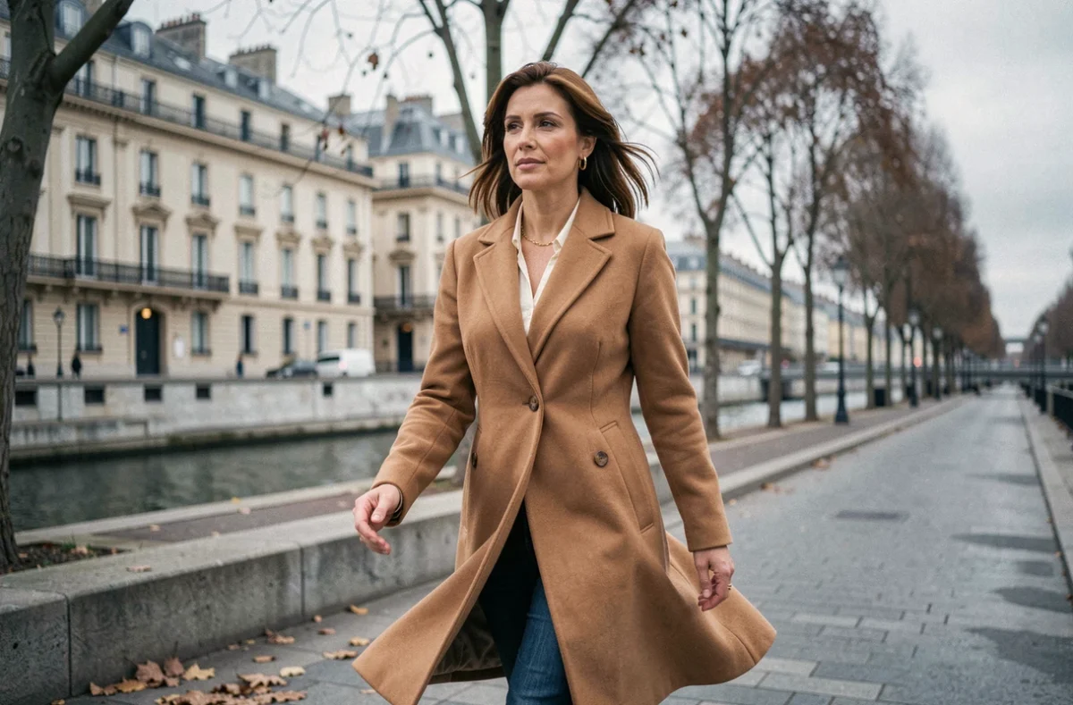 Femme élégante se promenant au bord de la Seine à Paris, illustration du parcours de Jeanne Niobé Beausire compagne de Doc Gynéco